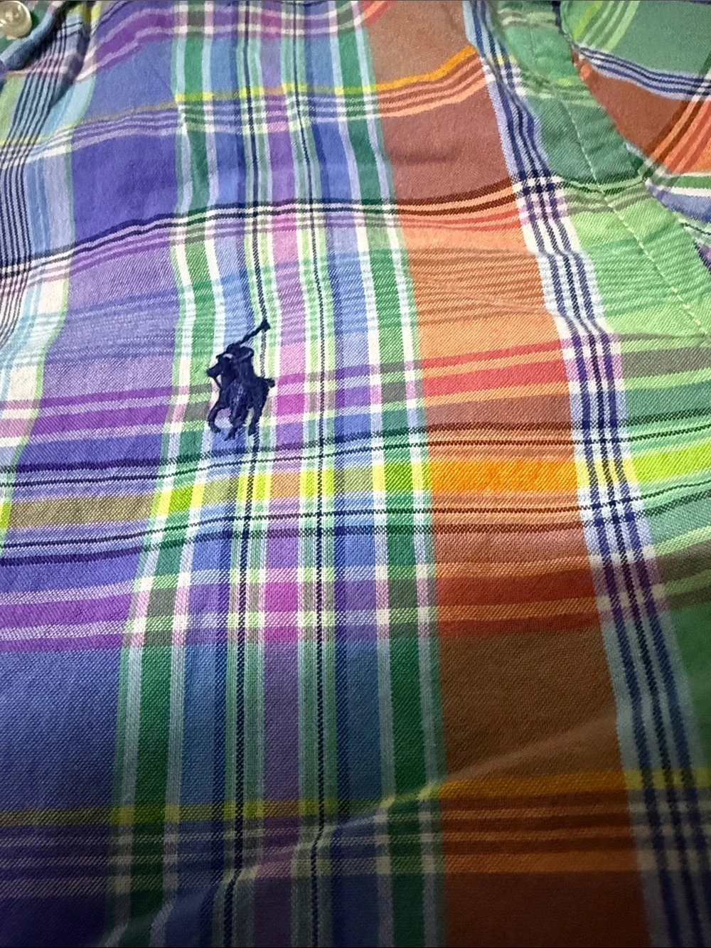 Ralph Lauren Green Purple Orange Plaid Button-Down Shirt